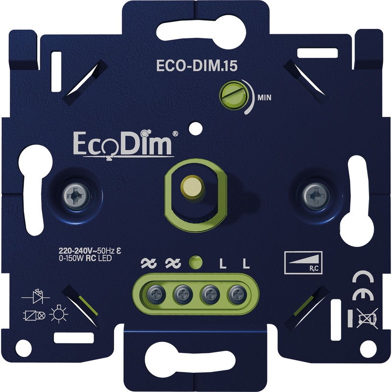 EcoDim / ECO-DIM.15 universele draaiknopdimmer 2-draads Sokkel