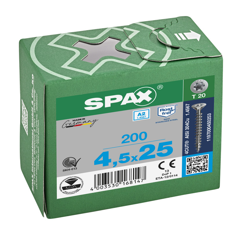 Spax universele schroeven T-STAR plus platkop voldraad RVS