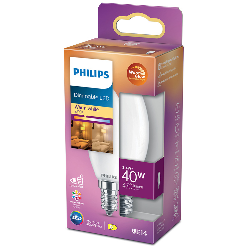 Philips LED lamp kaars mat E14