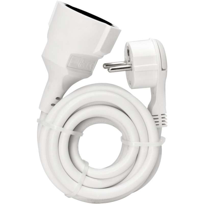 Prolunga Elettrica In Plastica 10A 2m – Spina E Presa IT, Cavo H05VV-F 3G1,0, Bianco