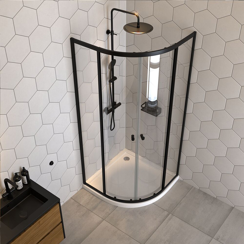 Sealskin / Sealskin Hooked vierdelige kwartronde douchecabine met schuifdeuren 90x90x200cm, 6mm helder veiligheidsglas met antikalklaag