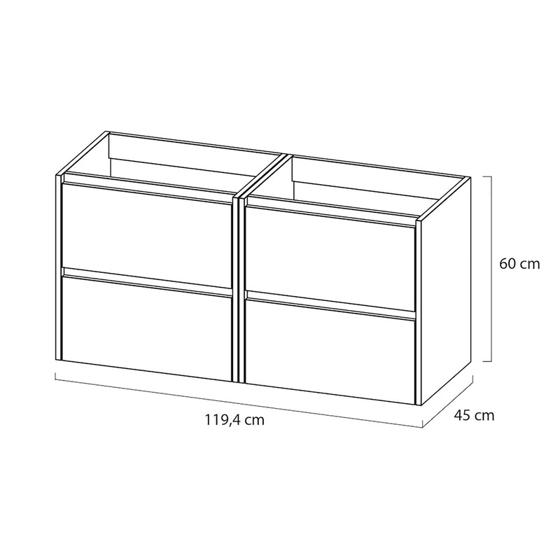 Tiger Reverse Meubelset 120 cm met 4 lades Chalet eik / Mat zwart inclusief Quadro wastafel dubbel Mat zwart