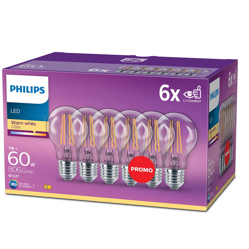 Philips LED lamp transparant E27