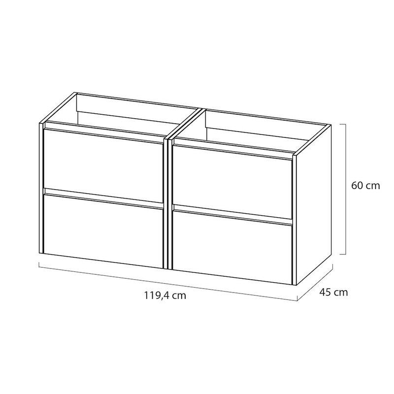 Tiger Reverse Meubelset 120 cm met 4 lades Chalet eik / Mat zwart inclusief Oval wastafel dubbel Mat zwart