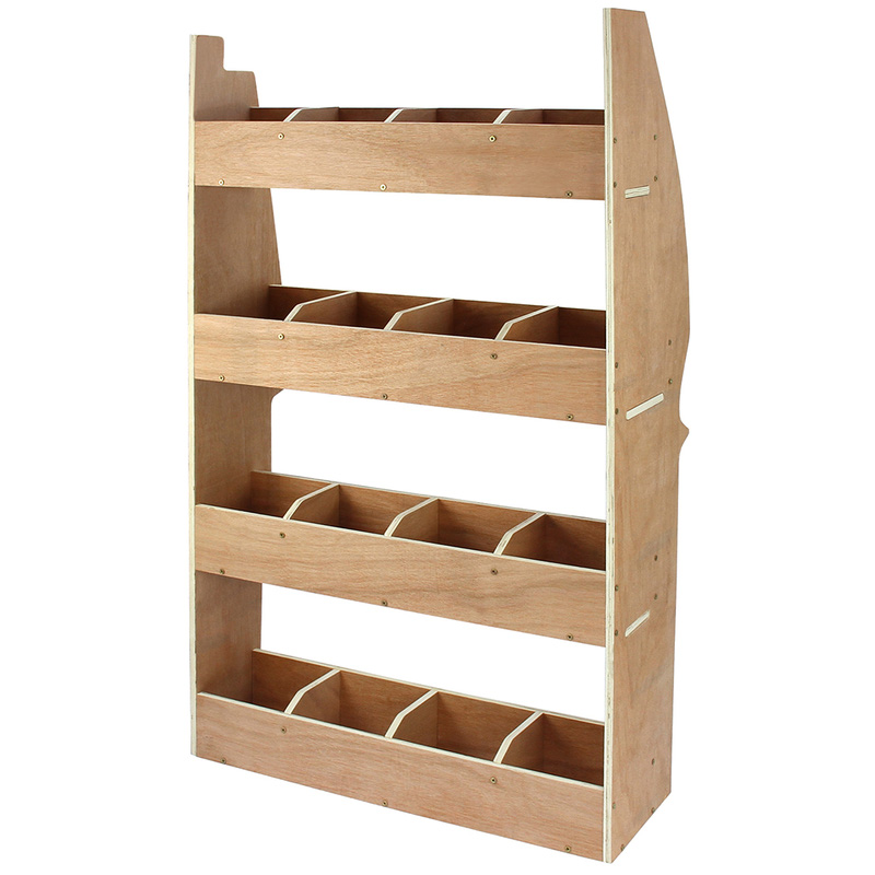 Monstershop / Bedrijfswageninrichting hout met vakken