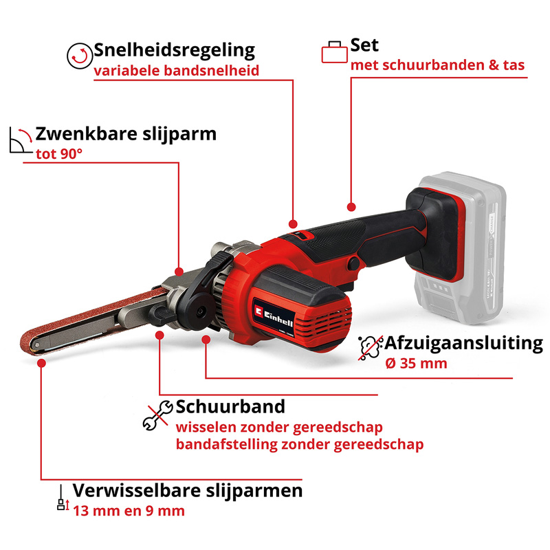 Einhell TE-BF 18 Li Solo accu vijl-/bandschuurmachine (body)