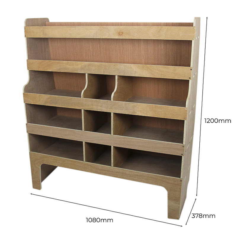 Monstershop / Bedrijfswageninrichting hout met vakken