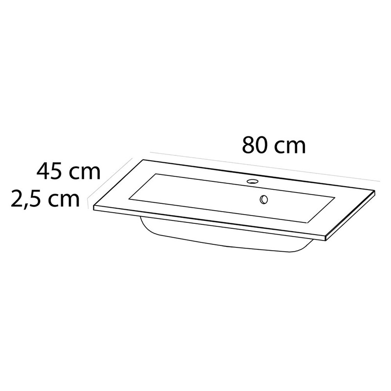 Tiger Reverse Meubelset 80 cm met 2 lades Naturel eik / Mat wit inclusief Quadro wastafel Hoogglans wit