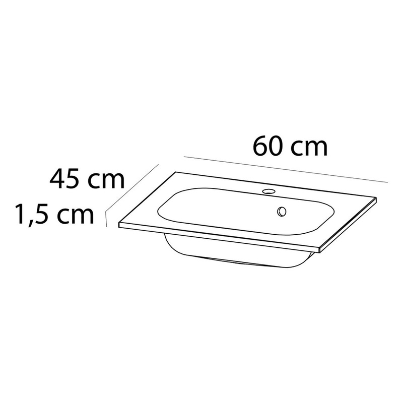 Tiger Reverse Meubelset 60 cm met 2 lades Naturel eik / Mat wit inclusief Oval wastafel Hoogglans wit