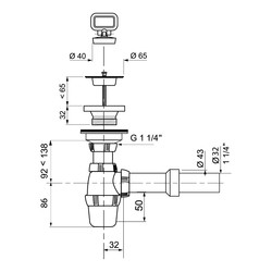 Wirquin / Wirquin wastafelsifon met plug en dopje met muurbuis 2