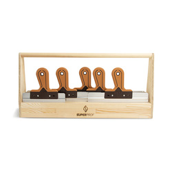 Super Prof / Super Prof houten spackmesbak met 5 spackmessen soft handgreep 2