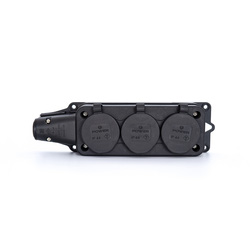Power / Power Contactdoos 3-voudig rubber randaarde zwart 3