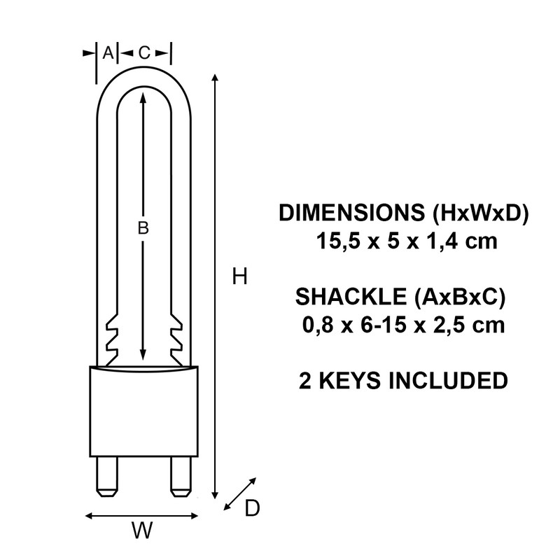 Master Lock / Master Lock hangslot met verstelbare beugel, 70 tot 155mm