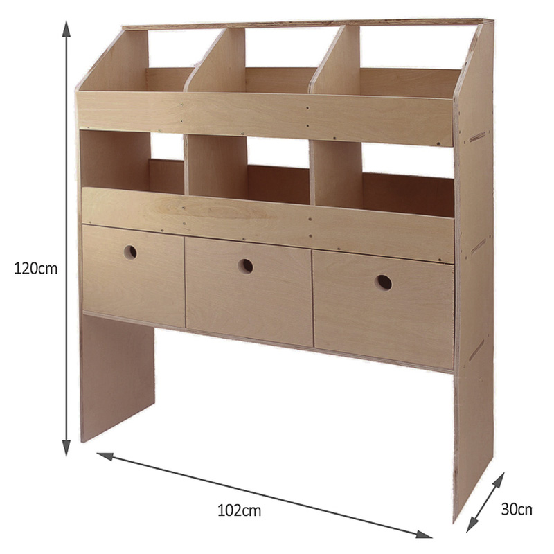 MonsterShop / Bedrijfswageninrichting hout met vakken en lades