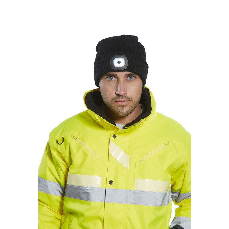 Portwest / Portwest muts met usb oplaadbare LED lamp