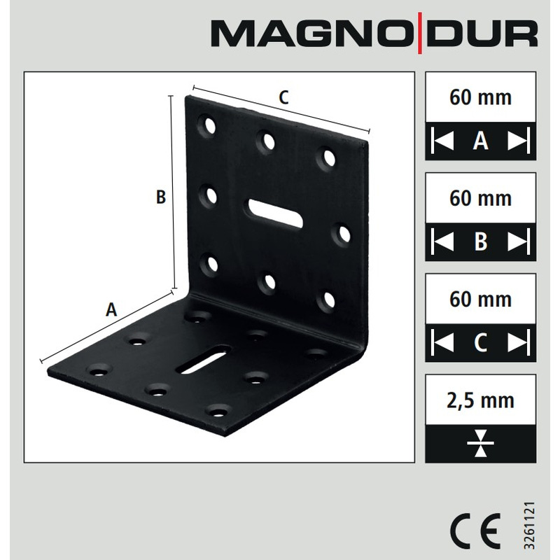 Magnodur / Magnodur versterkingshoek sleufgat zwart