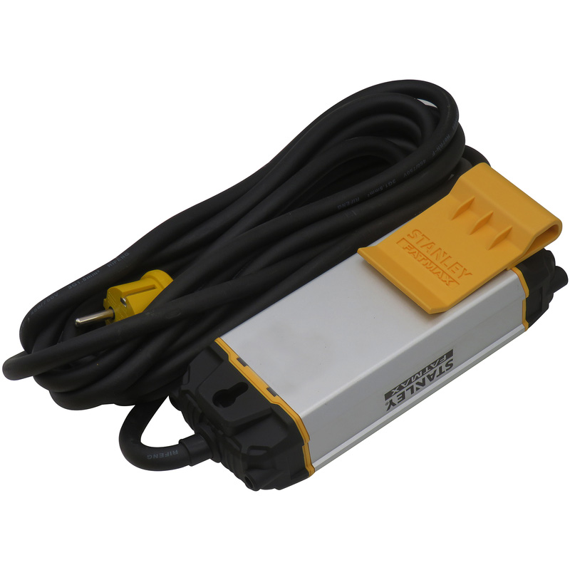 Stanley / Stanley Fatmax stekkerdoos alu. met clip 2-voudig H05VV-F 3G1.5MM² IP20