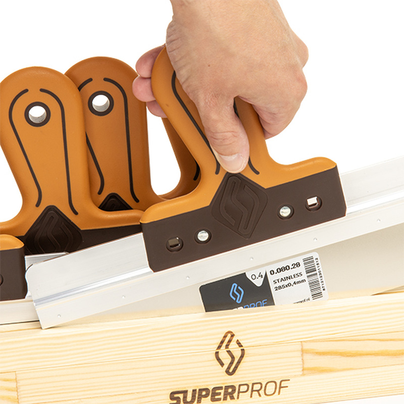 Super Prof / Super Prof houten spackmesbak met 5 spackmessen soft handgreep