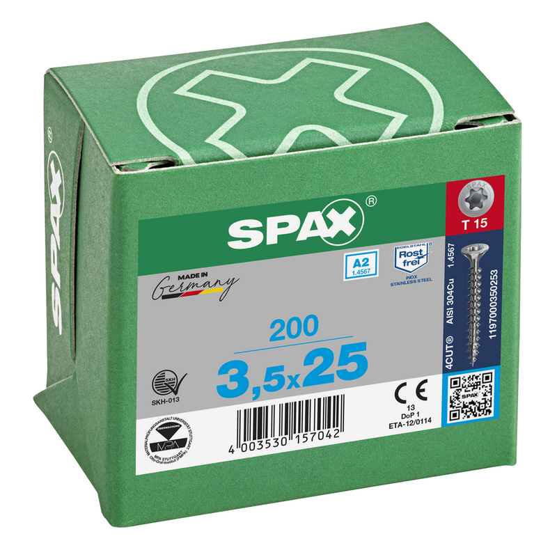 Spax / Spax universele schroeven T-STAR plus platkop voldraad RVS